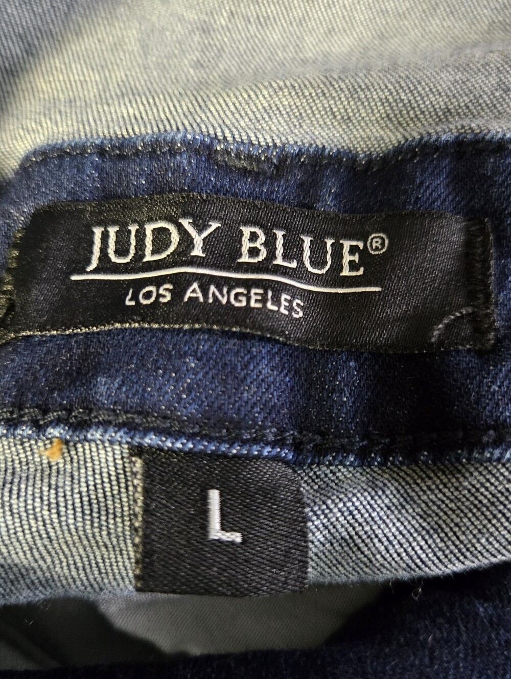 Judy Blue Overall Cut Off Jean Short Dark Stretch Denim Women's Size Large - Picture 2 of 15